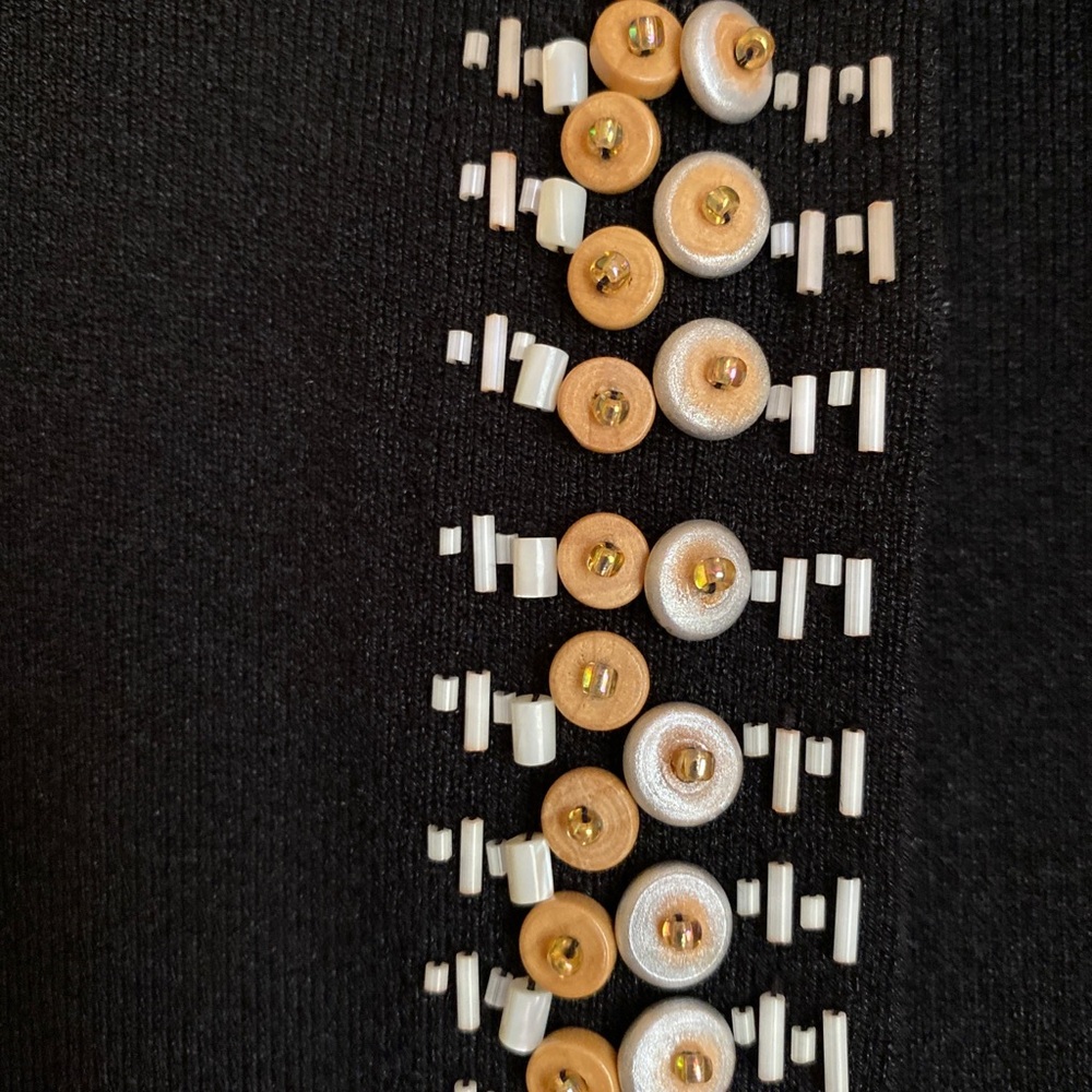 Sigrid Olsen Silk Blend Black Knit Cardigan with beads, S - Picture 4 of 7